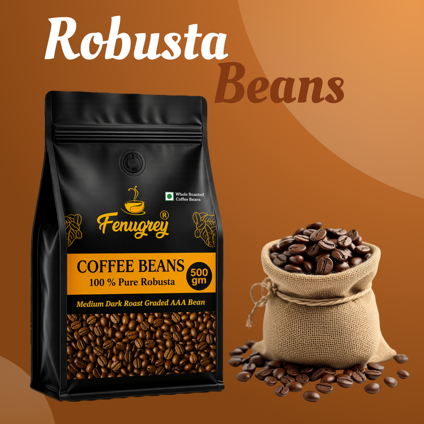 100% Robusta  AAA graded beans(500GM)