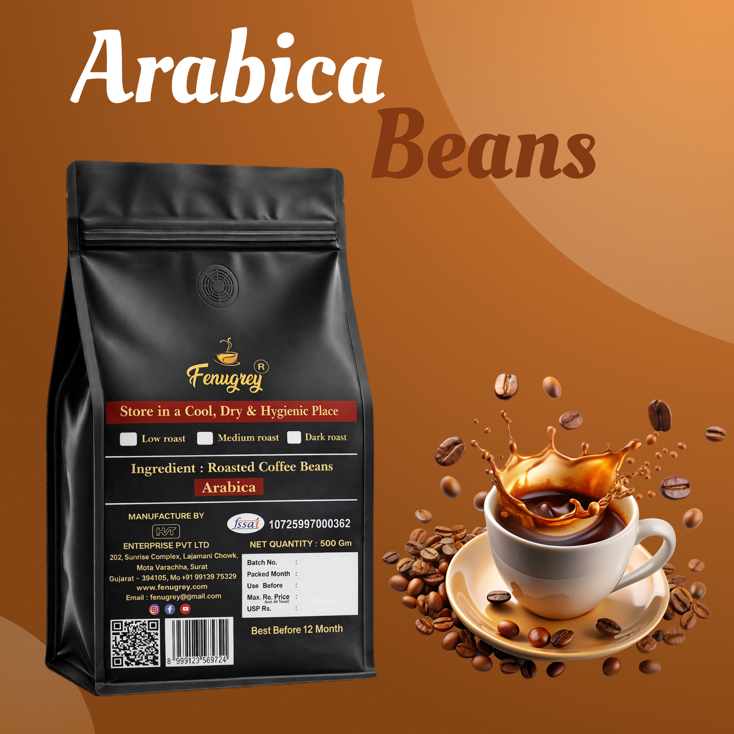 100% Arabica AAA graded  beans(500GM)