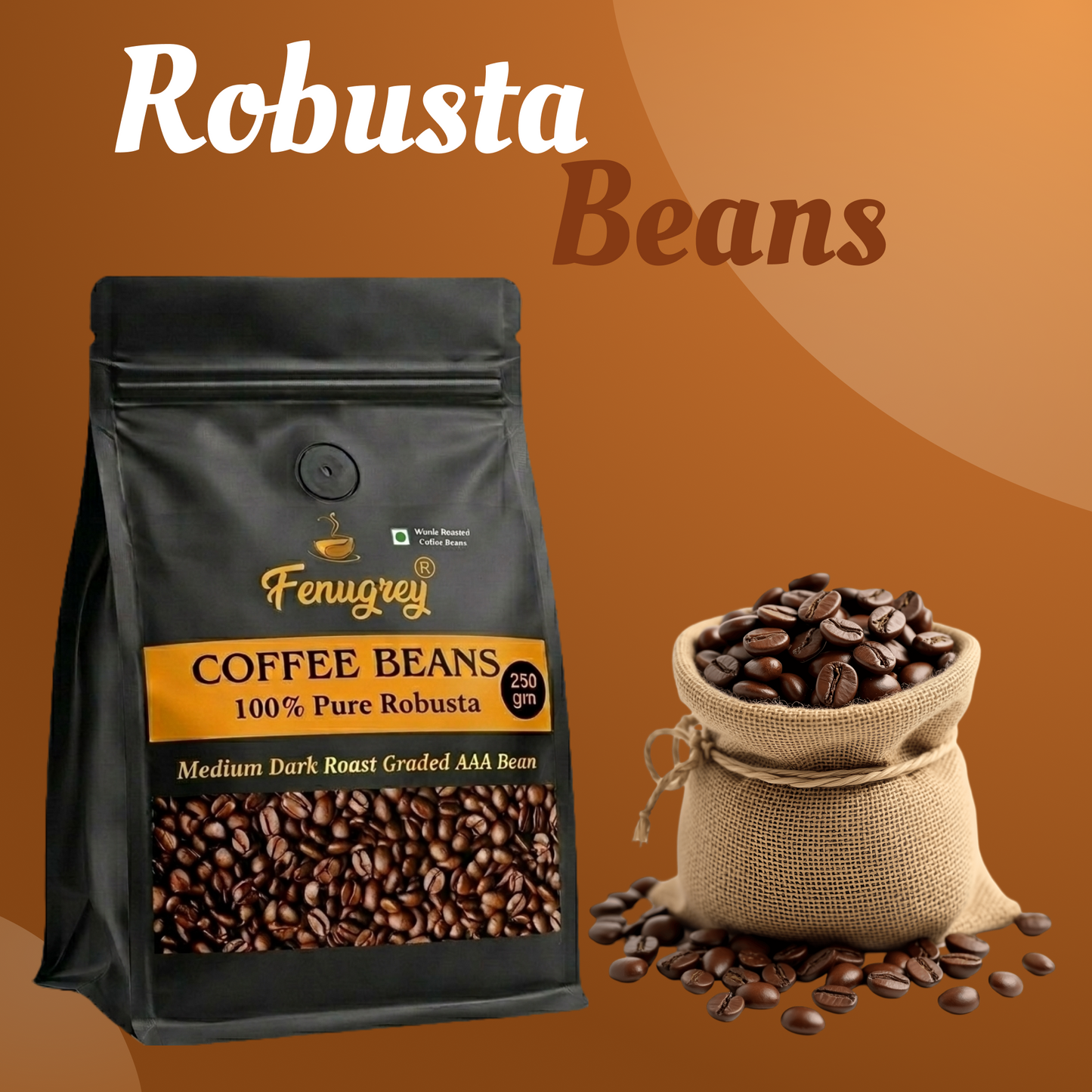 100% Robusta AAA graded  beans(250GM)