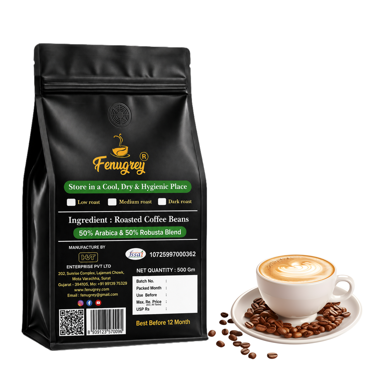 50% Arabica 50% Robusta Blend Beans (500gm)